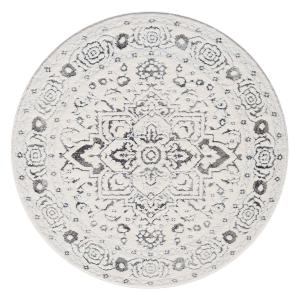 Tapis SORA Rond à motifs vintage en relief - Gris 120x120cm