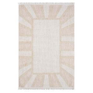 Tapis Sunny laineux à franges Beige et Rose 120x170cm