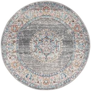 Tapis terrasse extérieur cuisine balcon, gris, 120 cm rond