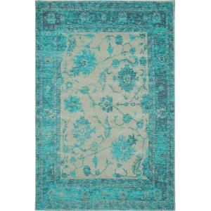 Tapis tissé à plat turquoise 240x340