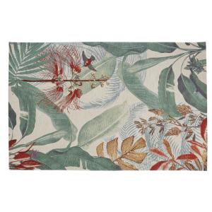 Tapis tissé jacquard à motif tropical multicolore, Oeko-Tex…