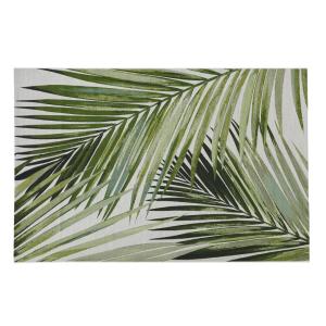 Tapis tissé jacquard écru motif feuillage vert 160x230, OEK…