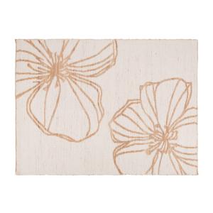 Tapis tissé jacquard en jute et laine motif floral réversib…