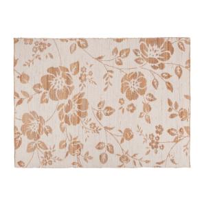 Tapis tissé jacquard en jute, laine et coton motif floral r…