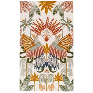 Tapis tissé jacquard motif oiseaux et végétal multicolore 9…