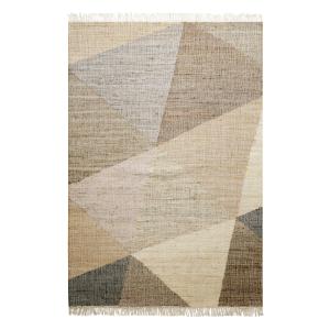 Tapis tissé main jute et coton brun beige gris 200x290