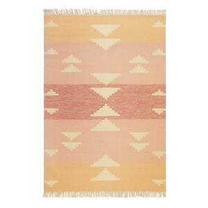 Tapis tissé main tons de rose à rayures avec léger motif 20…