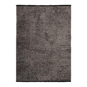 Tapis tissé plat coton noir reflet lumière anthracite 160x2…