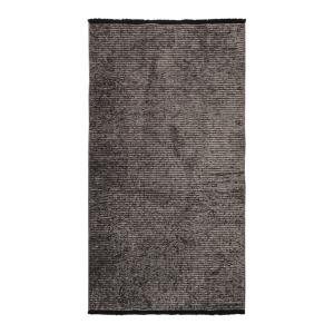 Tapis tissé plat coton noir reflet lumière anthracite 80x15…