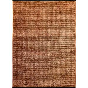 Tapis tissé plat coton noir reflet lumière orange 160x230