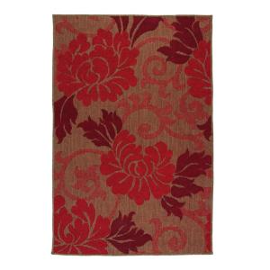 Tapis tissé plat  motifs fleurs rouge 120x170