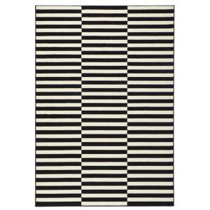 Tapis tissé plat rayé Noir et Blanc 80x150cm