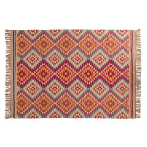 Tapis tissé style kilim en laine et jute multicolores  160…