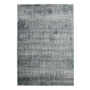 Tapis toucher laineux motif labyrinthe bleu 120x170