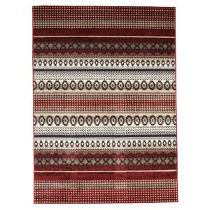 Tapis toucher laineux motifs lignes scandinaves rouge 133x1…