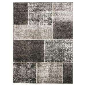 Tapis toucher laineux patchwork de carrés gris 120x170