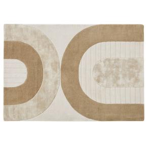 Tapis tufté à la main beige, blanc et marron motifs arches…