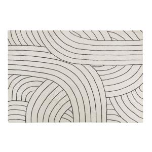 Tapis tufté en laine motif graphique blanc cassé et gris an…