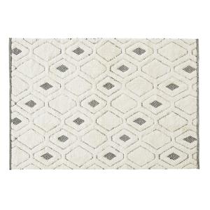Tapis tufté en laine noire et écrue 160x230