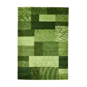Tapis tufté main en laine vierge - vert 140x200 cm
