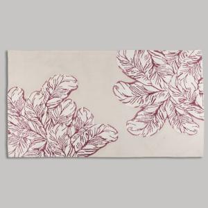 Tapis tufté motif feuillage beige, écru et bordeaux 90x150