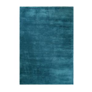 Tapis tufté poils longs bleu pétrole doux 290x200
