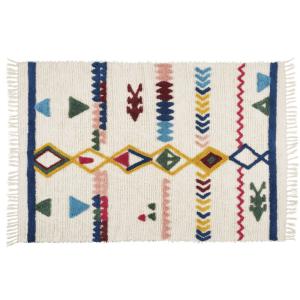 Tapis tufté style berbère en coton recyclé et laine écru mo…