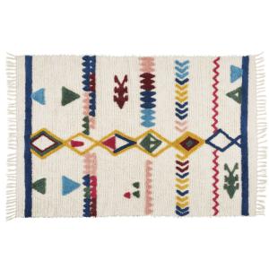 Tapis tufté style berbère en coton recyclé et laine écrus m…