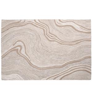 Tapis tuftée et ciselée motifs vagues beiges et marron 140x…