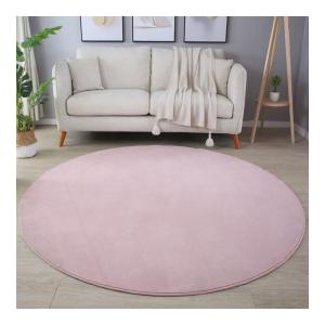 Tapis uni design en polyester rose Ø 120