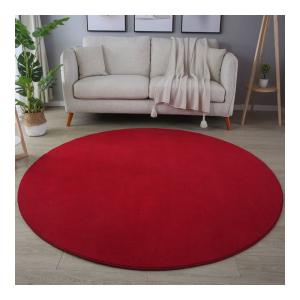 Tapis uni design en polyester rouge Ø 120
