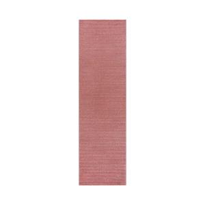 Tapis uni rose à relief linéaire 80x300cm