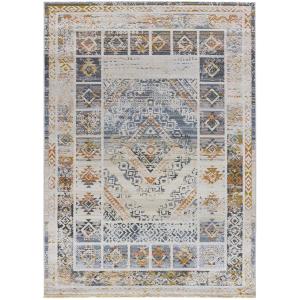 Tapis vintage crème/bleu/moutarde 77x150 cm