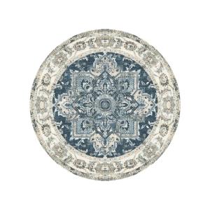 Tapis Vintage de forme Ronde - 200x200cm Bleu Polyester