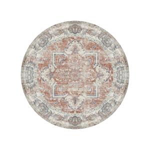 Tapis Vintage de forme Ronde - 200x200cm Orange et bleu Pol…