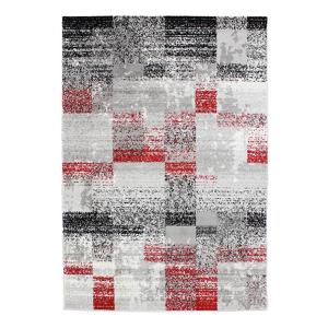 Tapis vintage effet cube gris rouge 133x190