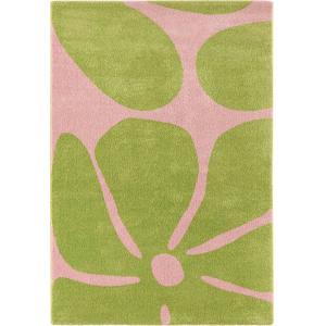 Tapis vintage style année 70 à motif fleur vert 120x160