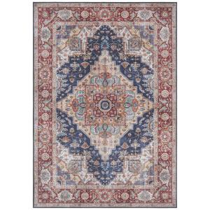 Tapis Vintage tissé plat Sylla Rouge et Bleu 160x230cm
