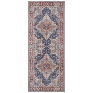 Tapis Vintage tissé plat Sylla Rouge et Bleu 80x150cm
