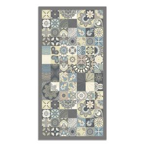 Tapis vinyle carreaux ciments cuisine bleu 100x140cm