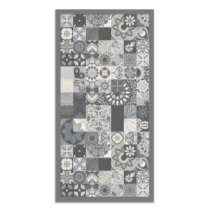 Tapis vinyle carreaux ciments cuisine gris 140x200cm