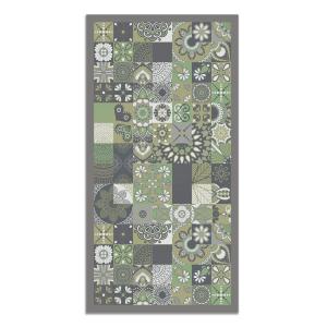 Tapis vinyle carreaux ciments cuisine vert 100x140cm