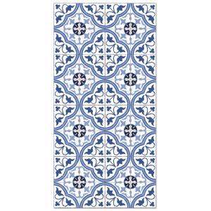 Tapis vinyle carreaux ciments fleur bleu 40x80cm