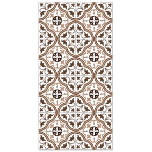 Tapis vinyle carreaux ciments fleur brun 140x200cm