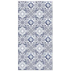 Tapis vinyle carreaux ciments grenade bleu 200x250cm