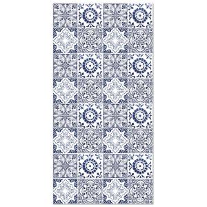 Tapis vinyle carreaux ciments grenade bleu 40x80cm