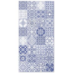 Tapis vinyle carreaux ciments jaen bleu 80x300cm