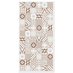 Tapis vinyle carreaux ciments love brun 40x80cm