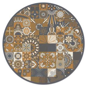 Tapis vinyle carreaux ciments orange 100x100cm