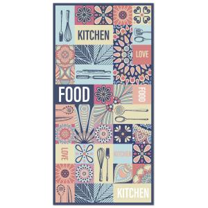 Tapis vinyle cuisine collage carrelage multicolore 120x170cm
